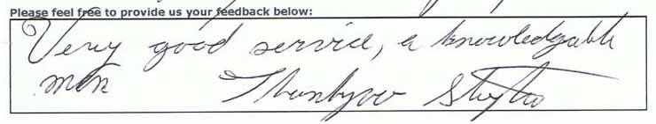 Very good service, a knowledgeable men