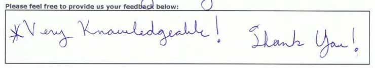 Very Knowledgeable! Thank You!