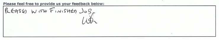 Pleased with finished Job